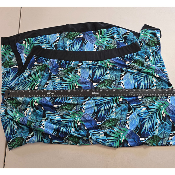 Cj Banks Skirt Women's 1X Blue Green Tropical Maxi Elastic Waist Side Slit - Picture 10 of 16